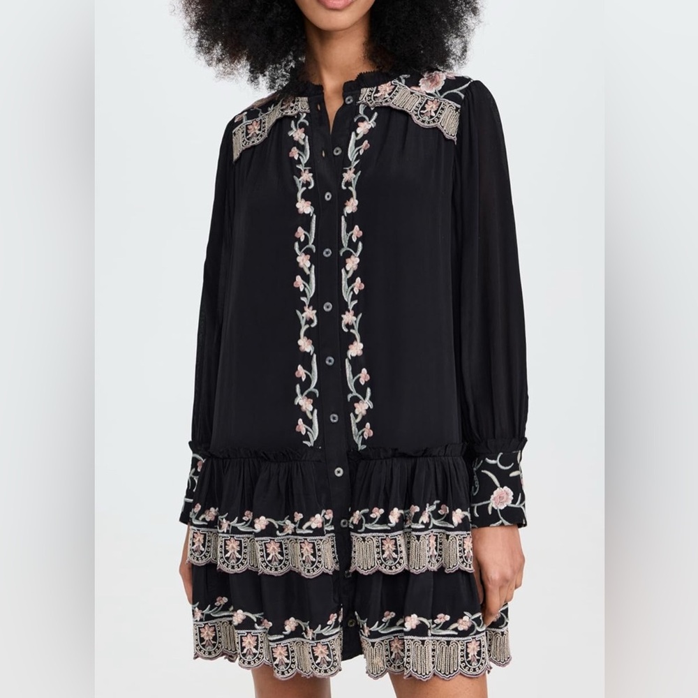 Sea Lacey Embroidered Long Sleeve Tunic Dress, size M NWT